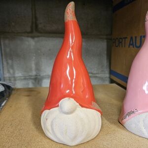 Red Ceramic Gnome Decor